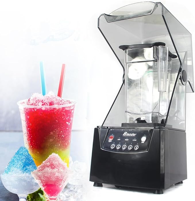 2600W Commercial Smoothie Maker Blender with Soundproof Cover Low Noise 1.8L/0.48Gallon Fruit Juicer Ice Smoothie Mixer Blender Heavy Duty Countertop Mixer for Shakes and Smoothies