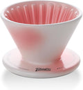 Bincoo Ceramic Coffee Dripper Vertical LinesPour Over Coffee Maker Size 01Manual Pour Over Brew MakerSingle Cups Slow Brewing Accessories (Pink)