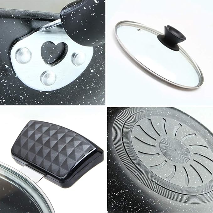 3 Pc Cookware Set Non Stick Coating with Tempered Glass Cover Non-scalding HandleCan be Used for Induction Cooker GasEasy to Clean Saute Pans Variety Pack