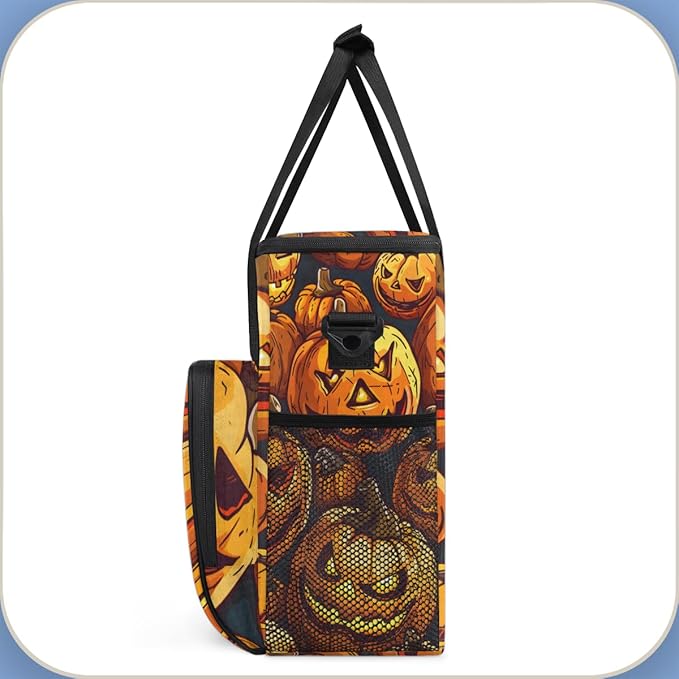 Abstract Pumpkin Coffee Maker Carrying Bag Glowing Pumpkin Travel Storage Bag Compatible with K-Mini or K-Mini Plus Single Serve Coffee Brewer Carrying Case with Multiple Pockets &amp Shoulder Stra