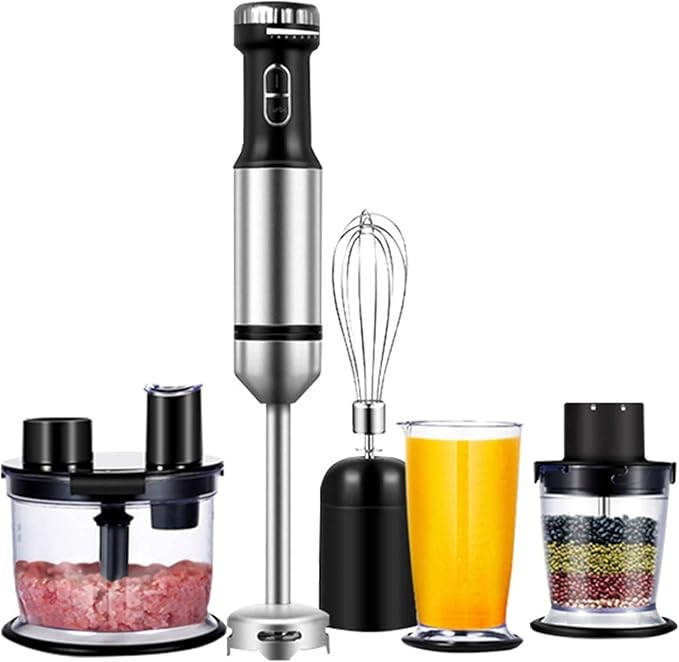 800W Hand Immersion Blender 4-in-1 Hand Blender with 7-Speed + Turbo 304 Stainless Steel Stick Blender Mixing Cup Food Chopper Whisk Attachment for Smoothies Puree Baby Food BPA-Free