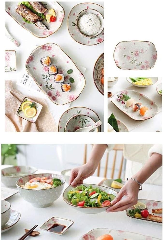 Porcelain Dinnerware Sets Plates and Bowls Sets Durable Kitchen Dinnerware Set BPA-Free Dishwasher Safe Plates and Bowls Set for Picnic RV Use