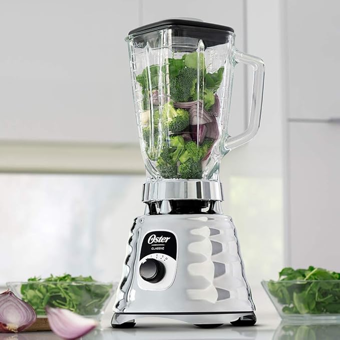 Oster Original 3 Speed Chrome Blender 6 Times more Durable Motor 10 Times Stronger 5 Cup Glass Jar