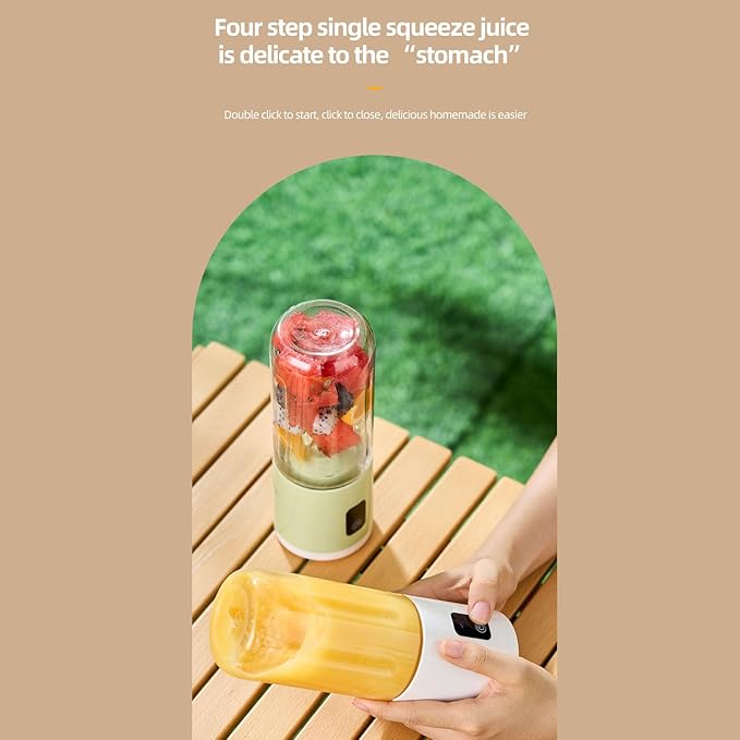 Portable Blender 500ml Cordless Personal Size Blender Cup Electric USB Juicer Mixing Fruit with 1500mAh Battery for Shakes and Smoothies (White)