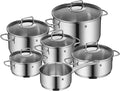 WMF 6-Piece Saucepan Set Astoria Pouring Rim Glass Lid Cromargan® Polished Stainless Steel Suitable for Induction Cookers Dishwasher Safe No. 780166040