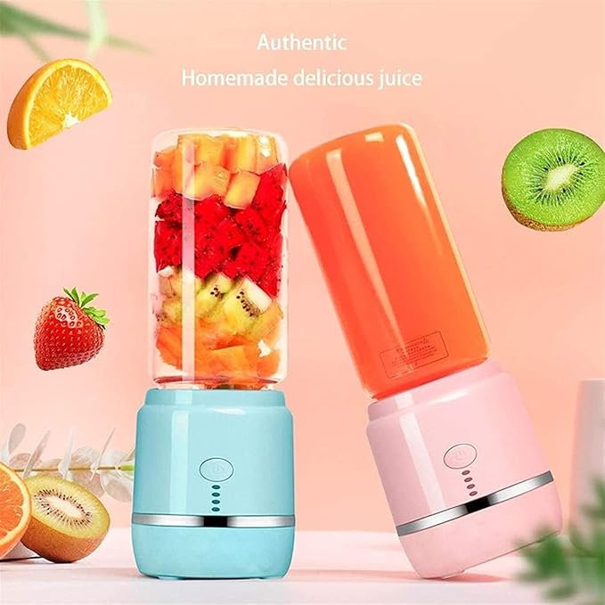 Portable Blender Personal Blender with USB Rechargeable Mini Fruit Juice Mixer for Smoothies and Shakes Mini Juicer Cup Travel (Color : Blue) (Pink)