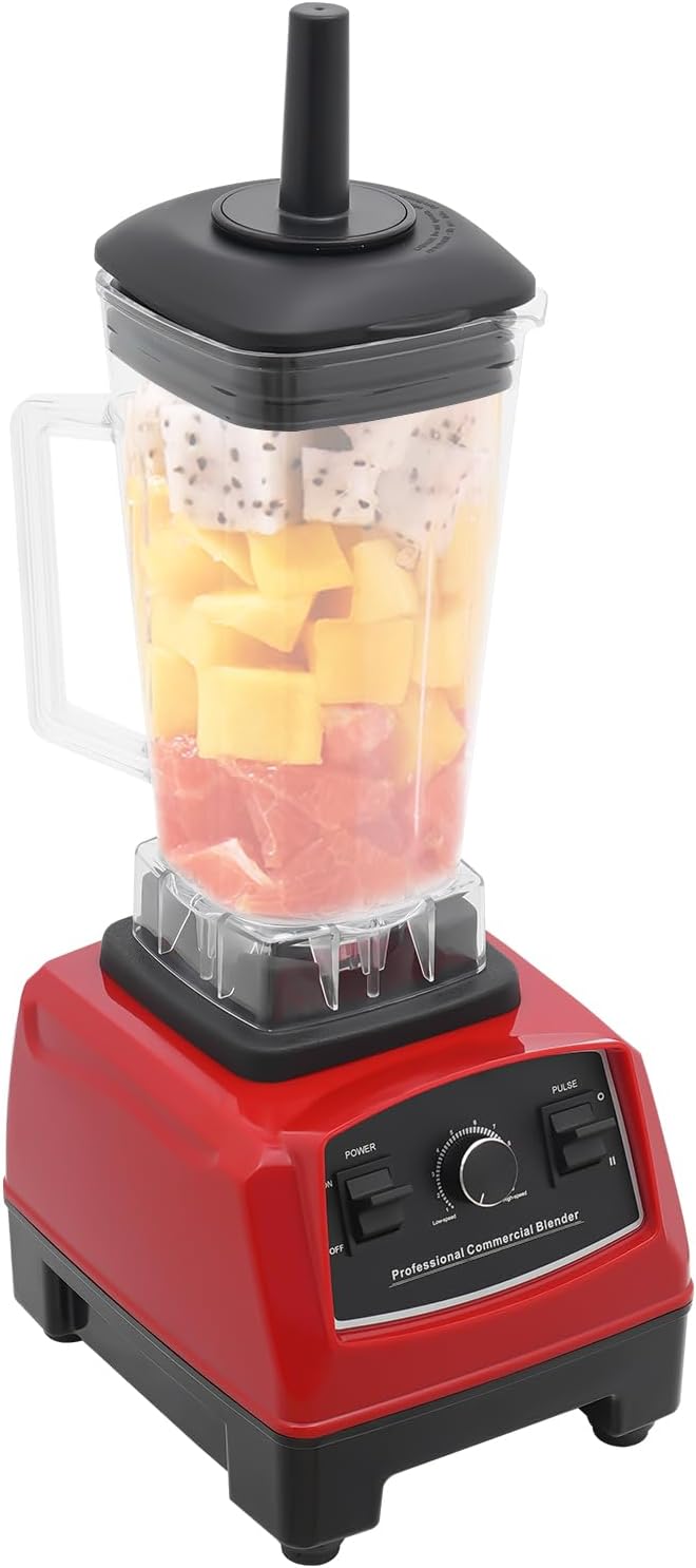 Commercial Blender for Smoothies 2200W Commercial Blender with Soundproof Shield 68 Oz Capacity Self-Cleaning &amp Over-Temperature Protection Food Pusher Blenders for Kitchen Restaurant - Red