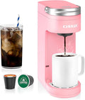 CHULUX Slim Single Serve Coffee Maker for K Pods One Cup Coffee Maker Fits 7.3 Travel Mugs Coffee Machine with 6 to 12oz Brew Sizes Salmon Pink