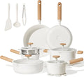 CAROTE Ceramic Cookware Set Nonstick 21pcs Pots and Pans Set Nonstick Non-Toxic &amp PFAS-Free Dishwasher RV/Camping Cookware Set Cooking Pots with Lids Charcoal Black Cream