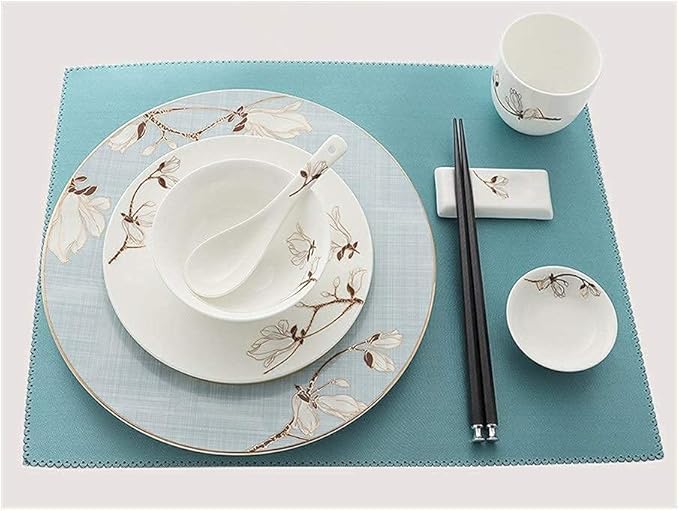 Chinese Flower Pattern Dinnerware Set Bone China Phnom Penh Plates and Bowls Set for Restaurant and Wedding Gifts Dinnerware Plates Set (4)