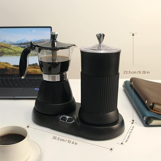 Electric Espresso Coffee Maker With Milk Frother And Steamer 11.8 Oz Household Mini Automatic Milk Foaming Machine 55~60°C Intelligent Temperature Control