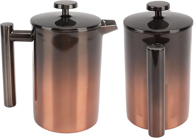 HarmonyBliss French Press Coffee Maker Stainless Steel Double Wall Construction Portable for Camping and Outdoor Travel (800ml)