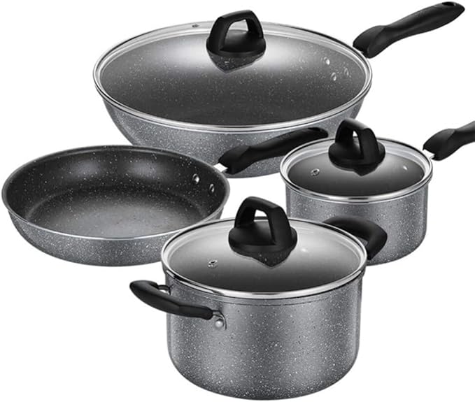 Kitchen Cooking Sets Set of 4 Nonstick Cookware Set Induction Pots and Pans Sets Frying Pan Saucepan Stock Pot for Home Cookware Sets