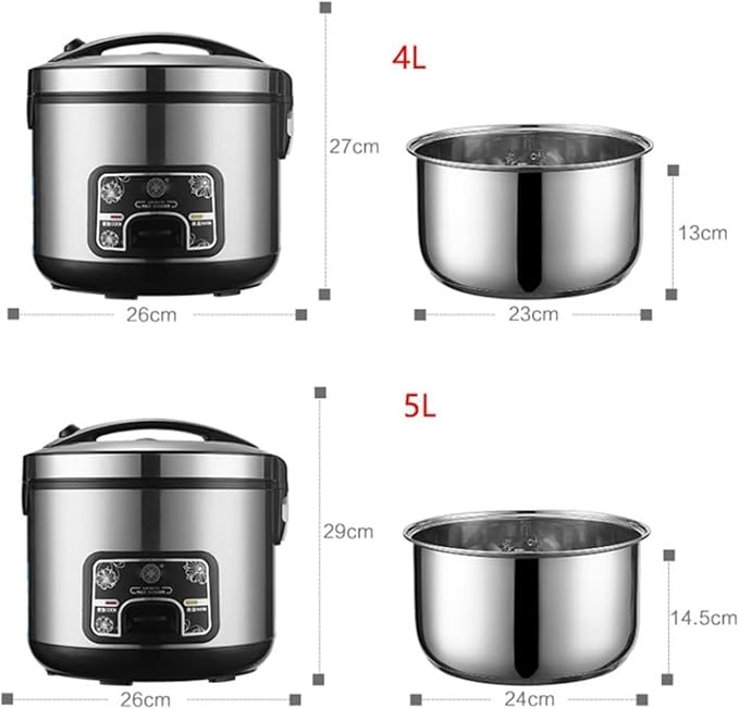 Rice Cookers Small 304 Stainless Steel Non-Stick Inner Pot 2/3/4/5L Rice Cooker with Cook/Warm Function with Measuring Cup3L(4L)