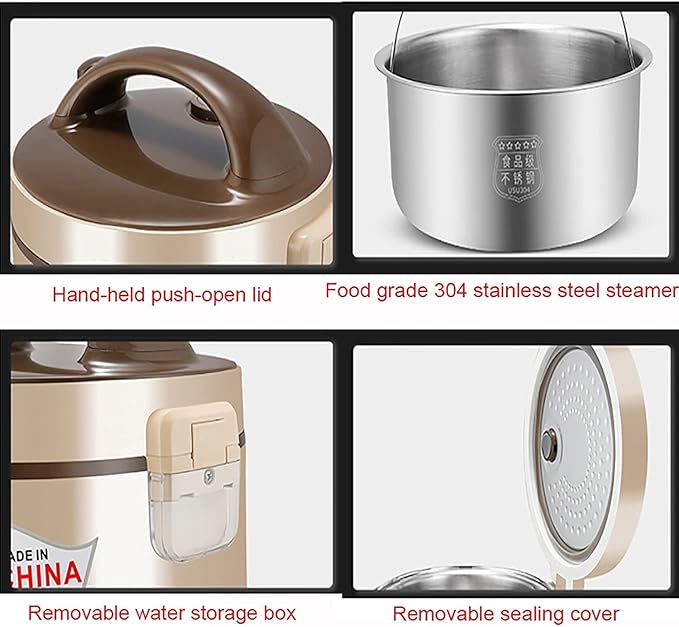 Rice Cooker Household 304 Stainless Steel Low-Sugar Multi-Function Rice Cooker Separate Rice Soup for 2-7 People (B 3l) (A 5l)