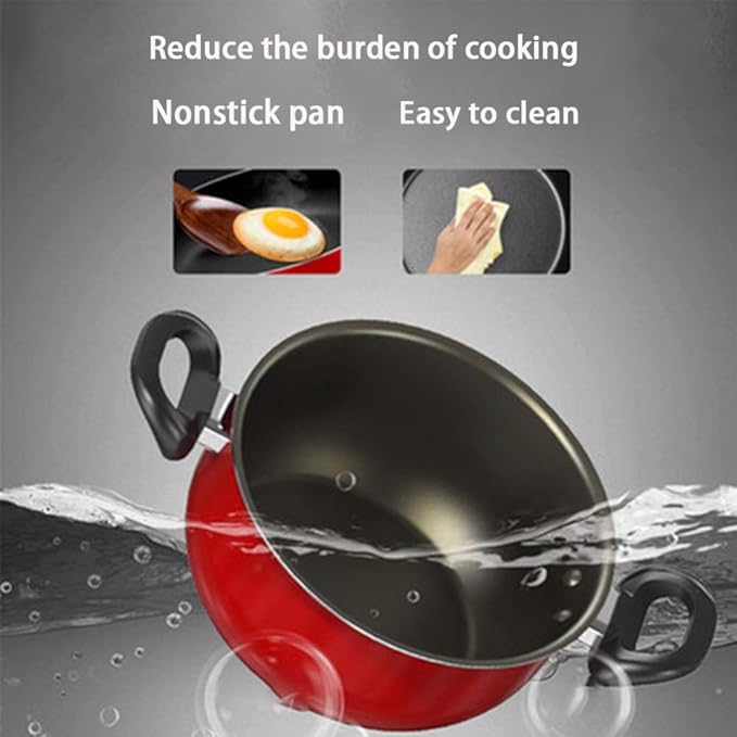 Cookware Set 3-Piece Pot &amp Pan Sets Induction Safe SaucepanWokStock Potwith Glass LidComfortable Handle(Set of 3) Suitable for Gas Induction Cooker Easy to Clean Cookware