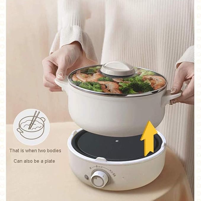 Electric Hot Pot Multifunction Rice Cooker Portable Split Type Pot Kitchen Cooker Non-Stick Frying Pan for Travel Kitchen with Steamer (Size : 262 * 200 * 198MM)