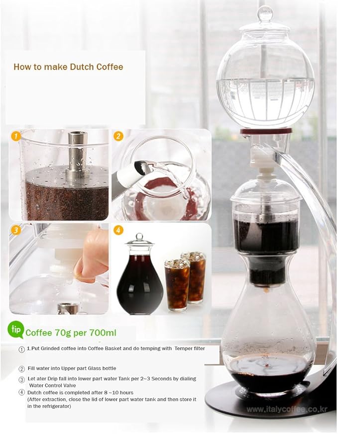 Miracle 700 Cold Brew Dutch Coffee Maker Hand Drip SET 24 oz with Tamper filter