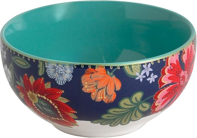 222 Fifth 12-Piece Porcelain Dinnerware Set for 4 White &amp Parisian Blue Plates and Bowls Set with Gold Rim Glossy Ceramic Dish Set with Detailed Floral Design Microwave &amp Dishwasher Safe C