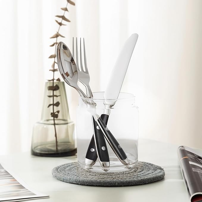 Retro 20-Piece Silverware Set Stainless Steel Cutlery Set Vintage Flatware Set with Black Bakelite Handle Dishwasher Safe| Service for 4