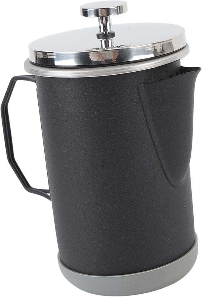 Stylish 304 Stainless Steel French Press Coffee Maker 1000ml Portable Hand Brewed Coffee Press Pot for Camping Simple Maintenance and Versatile Use (Black)