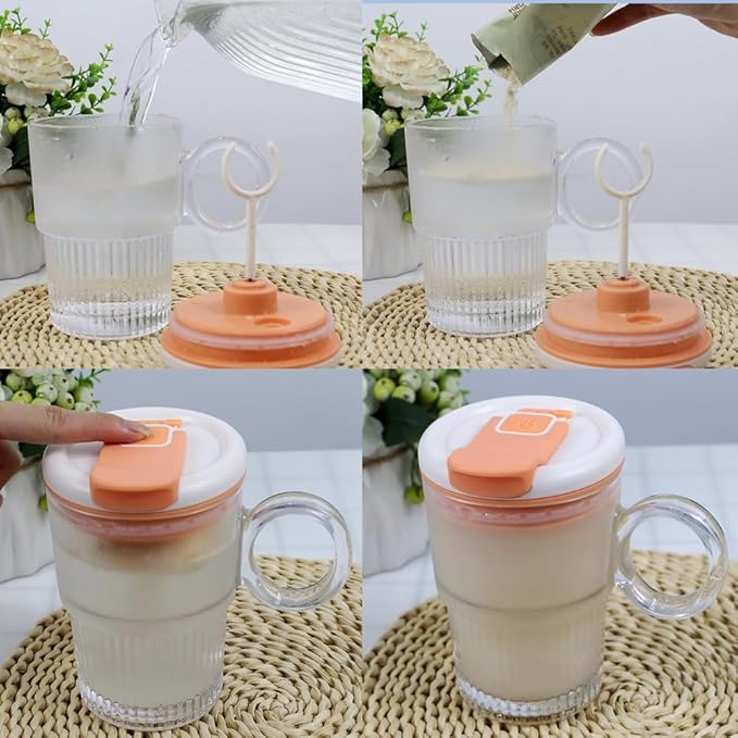Automatic Stirring Mug - Electric Mixing Coffee Cup with Straw Cyan for Protein Shakes &amp Beverages