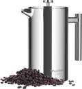 MuellerLiving French Press Coffee Maker 34oz Stainless Steel French Press Coffee 4 Filter Heat Resistant Double Insulated Rust-Free Food Grade Dishwasher Safe Coffee Pot