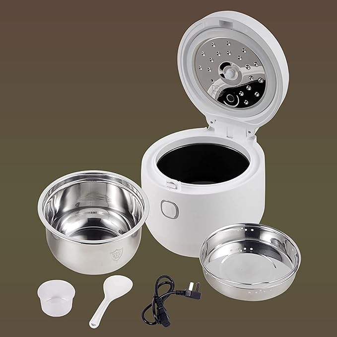 Rice Cooker &amp Steamer 2L Large Capacity Thickened 304 Stainless Steel Non-Stick Inner for Family Dormitory for 1~4 People Rice Cooker