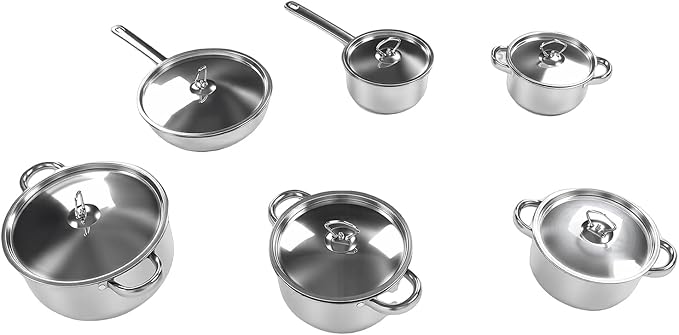Irishom Kitchen Cookware Set Stainless Steel Pot and Pan Cooking Cookware and Utensil Set for Home
