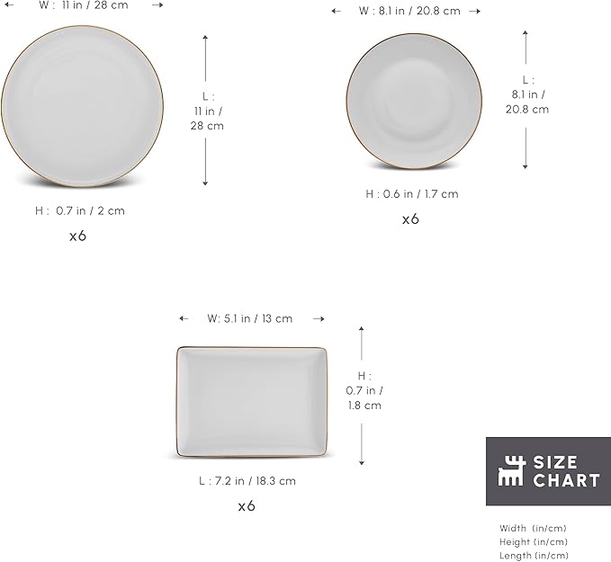 Karaca Santo Gold New Bone 18-Piece Dinner Set for 6 People - 18-Piece Crockery Set with Plates and Bowls Set New Generation Bone China Round Dinnerware Set &amp White Gold Dinner Set