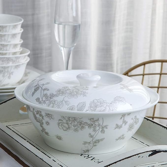 Dinnerware Set Dinner Party Tableware Service Set Ceramics Dinnerware Set with 46/50-PiecePlant Flower Porcelain Combination SetOne Color-50pieces