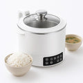 3L Low Sugar Rice Cooker with Lifting Steamer Basket Electric Stainless Steel Rice Maker Carb Reducing Fast Heating 3-Speed Touch Control Compact for Dorm Home Kitchen UseWhite