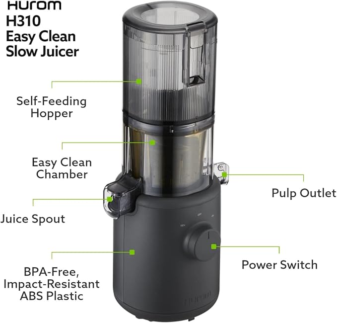 Hurom H310A Renewed Personal Self Feeding Slow Masticating Juicer - Lavender | Easy-Clean Max Yield Quiet Motor - Hopper Fits Whole Produce - BPA Free