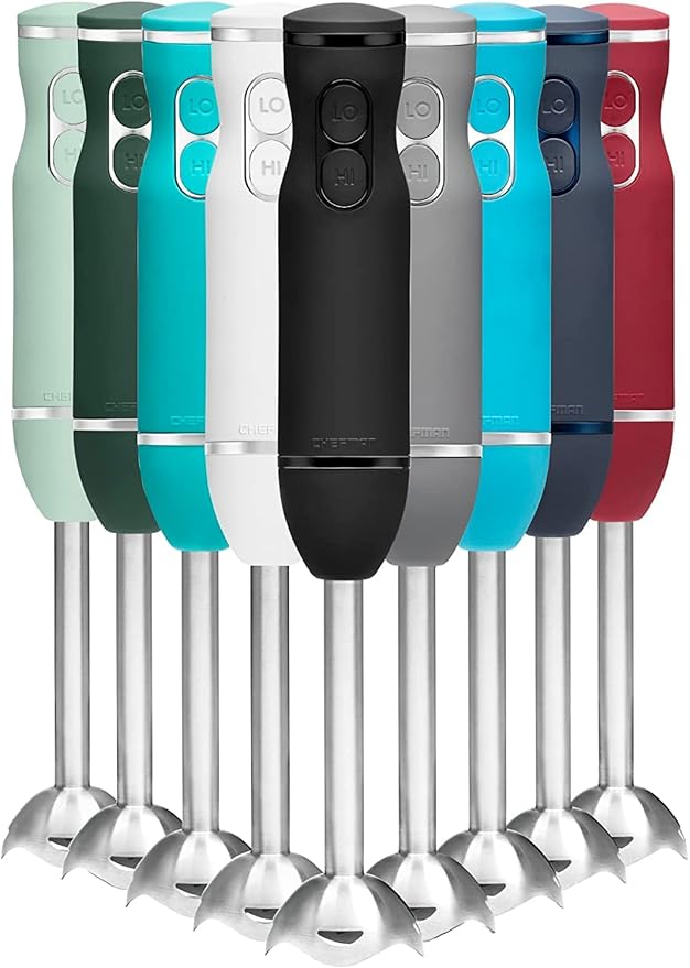 Chefman Immersion Stick Hand Blender Powerful Electric Ice Crushing 2-Speed Control Handheld Food Mixer Purees Smoothies Shakes Sauces and Soups Black