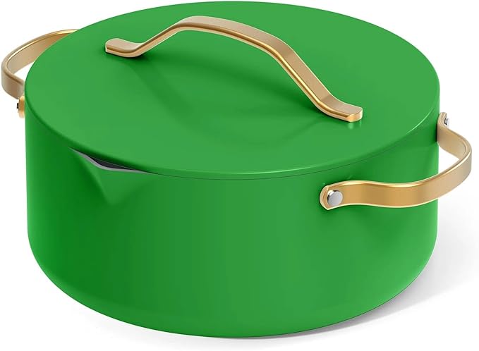 Nonstick Ceramic Cookware Set (12 Piece) Pots Frying Pans Lids and Kitchen Storage Oven Safe Pan Set &amp Compatible with All Stovetops - (Kelly Green)