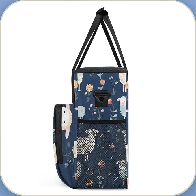 Sheep Florals Coffee Maker Carrying Bag Cute Sheep Travel Storage Bag Compatible with K-Mini or K-Mini Plus Single Serve Coffee Brewer Carrying Case with Multiple Pockets &amp Shoulder Strap