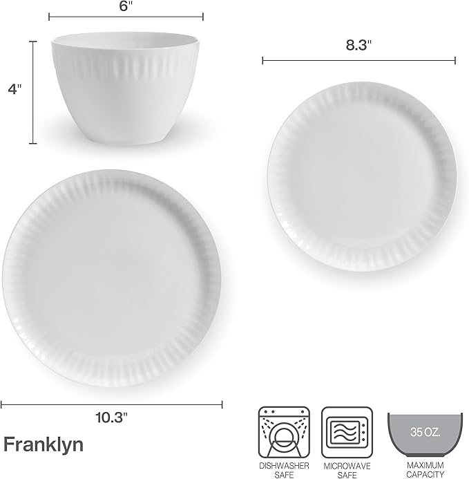 Mikasa Franklyn Bone China Chip Resistant 12 Piece Dinnerware Set Service for 4
