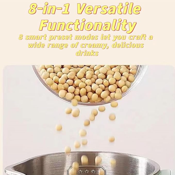 The 8-In-1 Multifunction Nut Milk &amp Juice Maker 2026 Upgraded Nutmilk Maker Blender Automatic Soybean Juice Machines with Timer Self-Cleaning and Keep-Warm Suitable for Home Kitchen (A1)