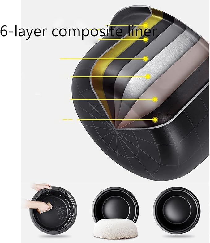 Rice Cooker&ampHot Pot 8/13/18/23L Large Capacity Black Crystal Non-Stick Liner for Restaurant Hotel School for 6~40 People Rice CookerBlack-18l
