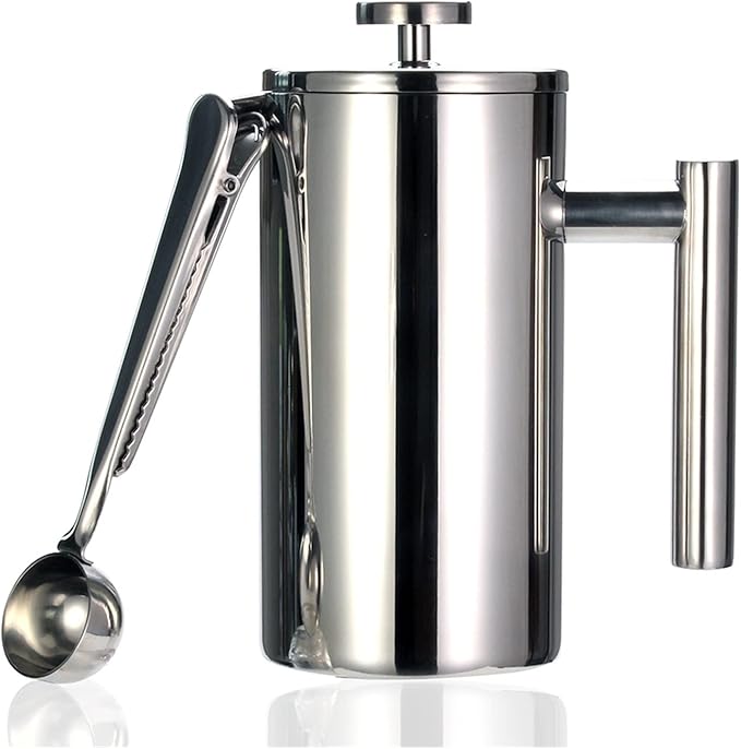 Best French Press Coffee Maker - Wall 304 Stainless Steel Keeps Brewed or Tea Hot