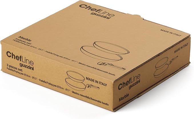 Guzzini ChefLine Marble Made in Italy Set of 3 Pans (24 cm and 28 cm) with Removable Handle