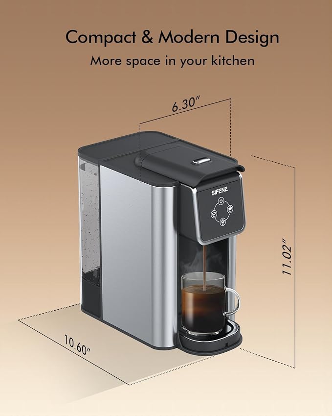 SIFENE Single Serve Coffee Maker 3-in-1 Quick Brew for Coffee Pods Ground Coffee &amp Loose Tea 6-12oz Cup Sizes 50oz Removable Water Tank 1150W Compact Black