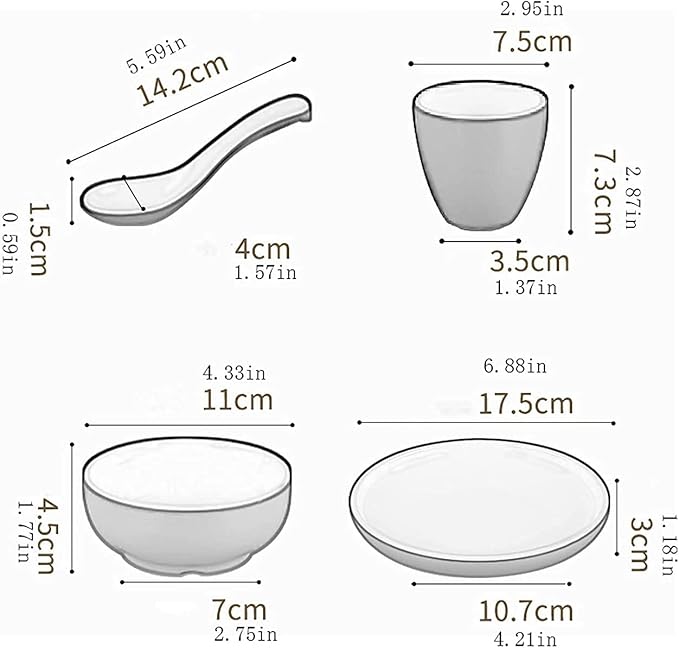 Dinnerware Sets - Luxury Gift Dishes Service Set Dinnerware Sets Tableware Setting Set Hotel Restaurant Four-Piece Restaurant Commercial Imitation Porcelain Dishes(B)