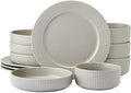 Pfaltzgraff Tranquility 12 Piece Plates Bowls Dinnerware Set Service for 4 Cream