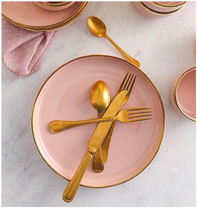 9 Pieces for 2 People Pink Phnom Penh Porcelain Dinner Set Ceramic Plate Bowl Tableware Combination Set