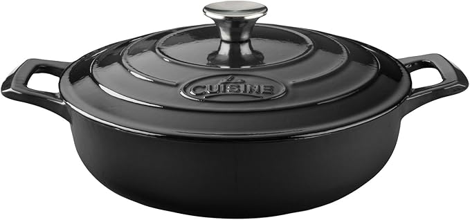 La Cuisine LC 2740 5 Piece Enameled Cast Iron Oval Casserole Cookware Set Slate Black
