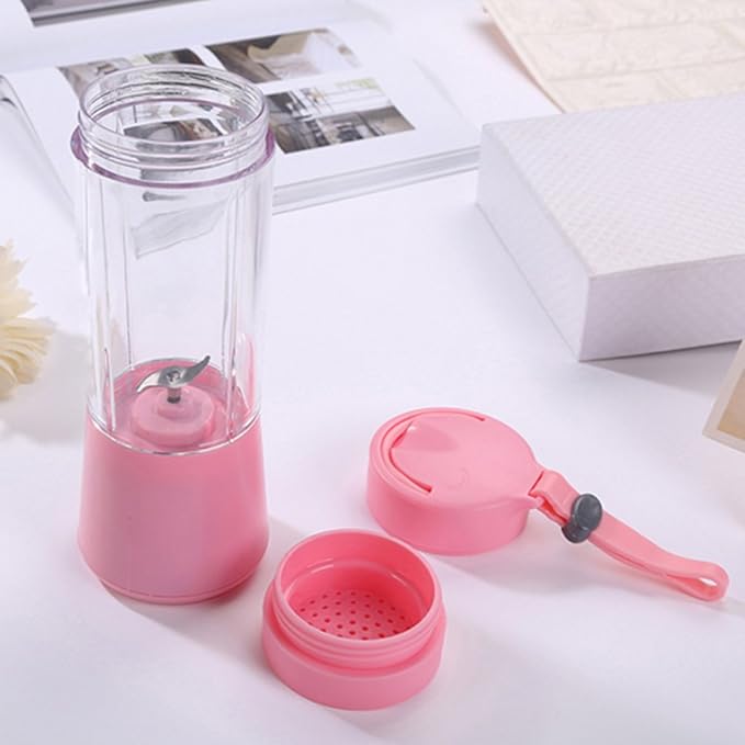Hofumix Fruit Juicer Rechargeable Portable Juice Blender Breakfast Smoothie Maker Cup Fruit Mixing Machine Mini Protein Shake Maker Electric Mixer Cup with USB Charging Cable (Pink)