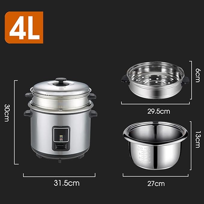 Rice Cooker - Uncoated Healthy Rice Cooker Stainless Steel Household Steam Up And Down Boil Digital Slow Cooker Thickened Liner Rapid Heat Conduction(4L)