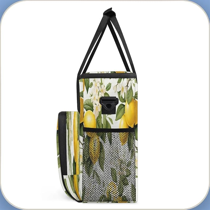 Flowering Lemon Printed Coffee Maker Carrying Bag for Keurig K-Mini or K-Mini Plus Storage Portable Coffee Maker Travel Bag