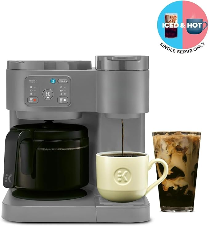 K-Duo Essentials Coffee Maker for Hot and Iced Drinks Single Serve KCup Pod Brewer and 12 Cup Carafe Drip Coffee Pot 72 oz Water ReservoirPause &amp Pour Feature Perfect for Home &amp Office Use